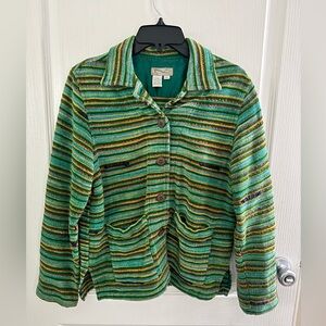 The Territory Ahead Green Striped Button-Front Jacket